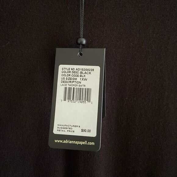 Adrianna Papell Black Twofer Sweater with lace new with tag - Picture 6 of 9